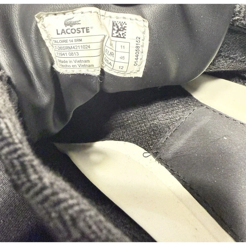 Lacoste Taloire 14 SRM Mens Size 12 Black Leather Gum Sole Sneakers | Classic